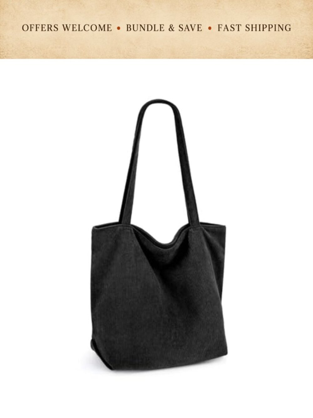 Corduroy Canvas Tote Bag Large Capacity with Plush Shoulder Strap